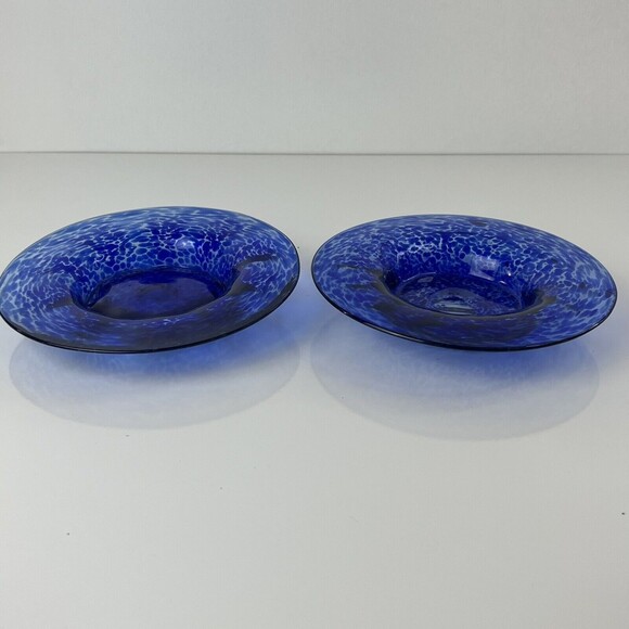 Hecho En Mexico Blue Decorative Art Glass Bowls Candle Holders - Picture 1 of 5